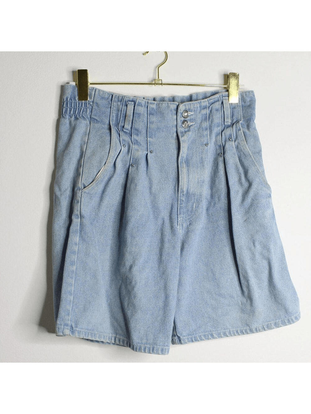 VTG High Waisted Denim Blue Shorts with Mini Silver Studs - Medium